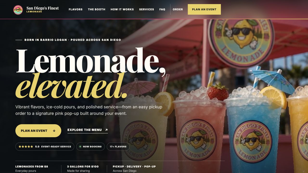 San Diego’s Finest Lemonade website design by Norlo Studio